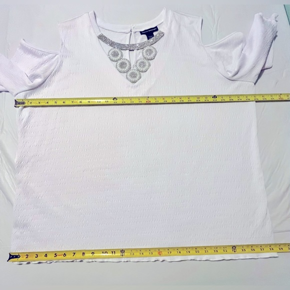 Ashley Stewart blouse Cold Shoulder Tunic Top Embellished sparkling crystals - Picture 11 of 13